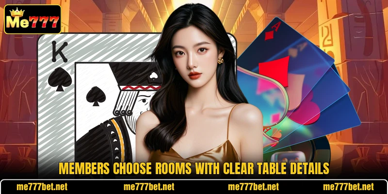 Members choose rooms with clear table details Members choose rooms with clear table details