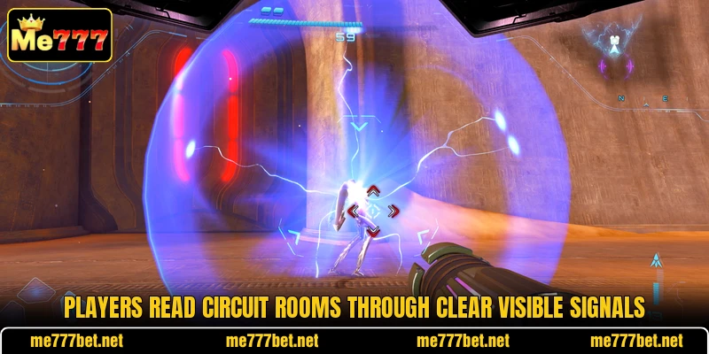 Players read circuit rooms through clear visible signals Players read circuit rooms through clear visible signals